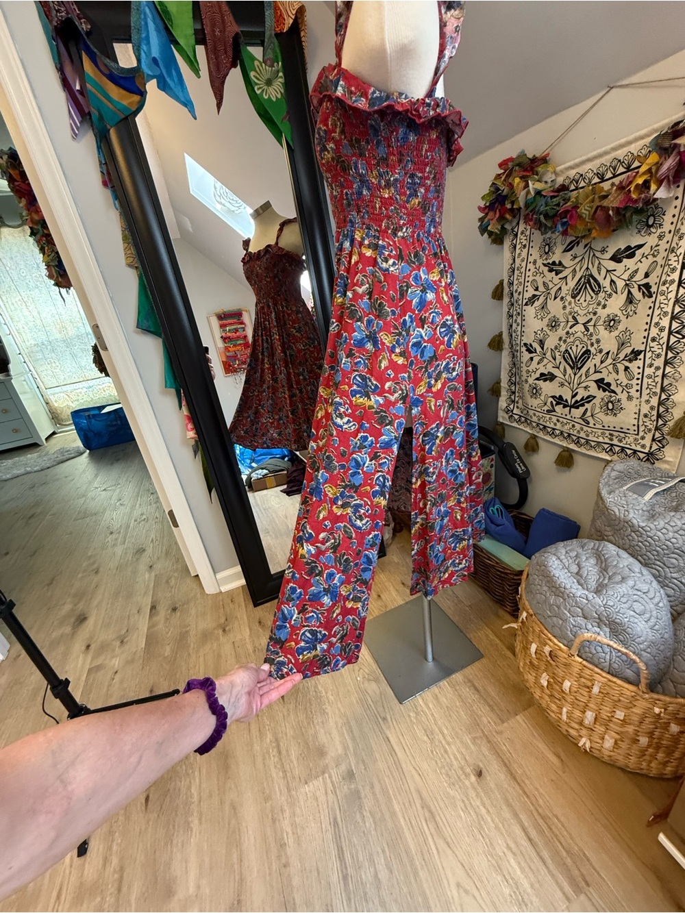 NATURAL LIFE Red Floral Dress with Blue Accents - Picture 6 of 6